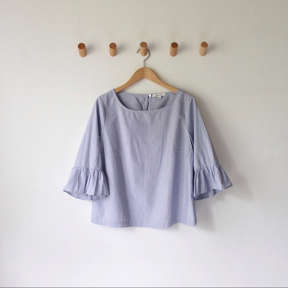 M A D E W E L L • Bell-Sleeve Striped Blouse